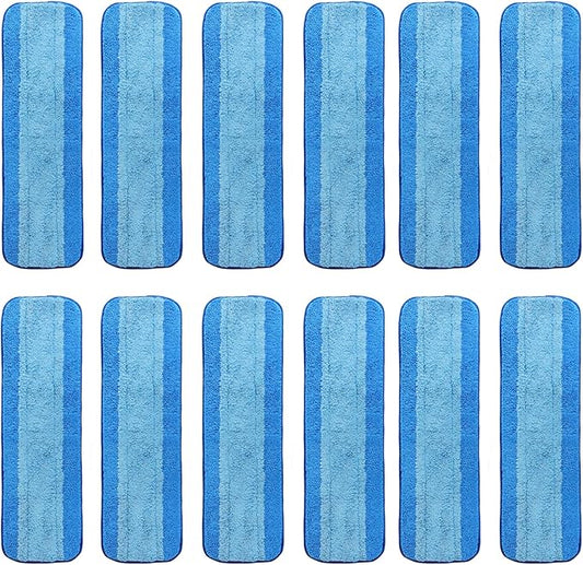 12 Pack Microfiber Cleaning Pads for Bona Mop, Reusable Microfiber Mop Pads for 18 Inch Mop, Hardwood Floor Replacement Cleaning Mop Pads, Machine Washes