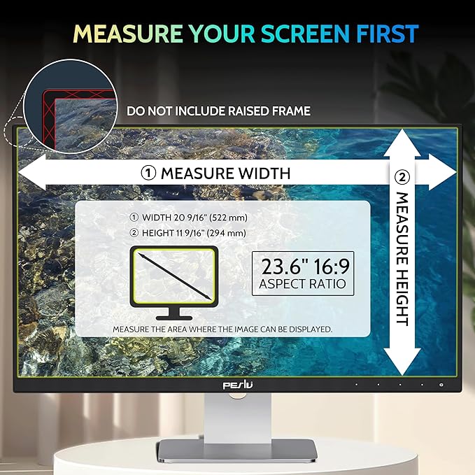 [2-Pack] 23.6 Inch Privacy Screen for Computer Monitor 16:9 Aspect Ratio, Eye Protection Anti Blue Light Glare Shield, 23.6inch Removable Black Blackout Anti Spy Desktop Security Private Filter