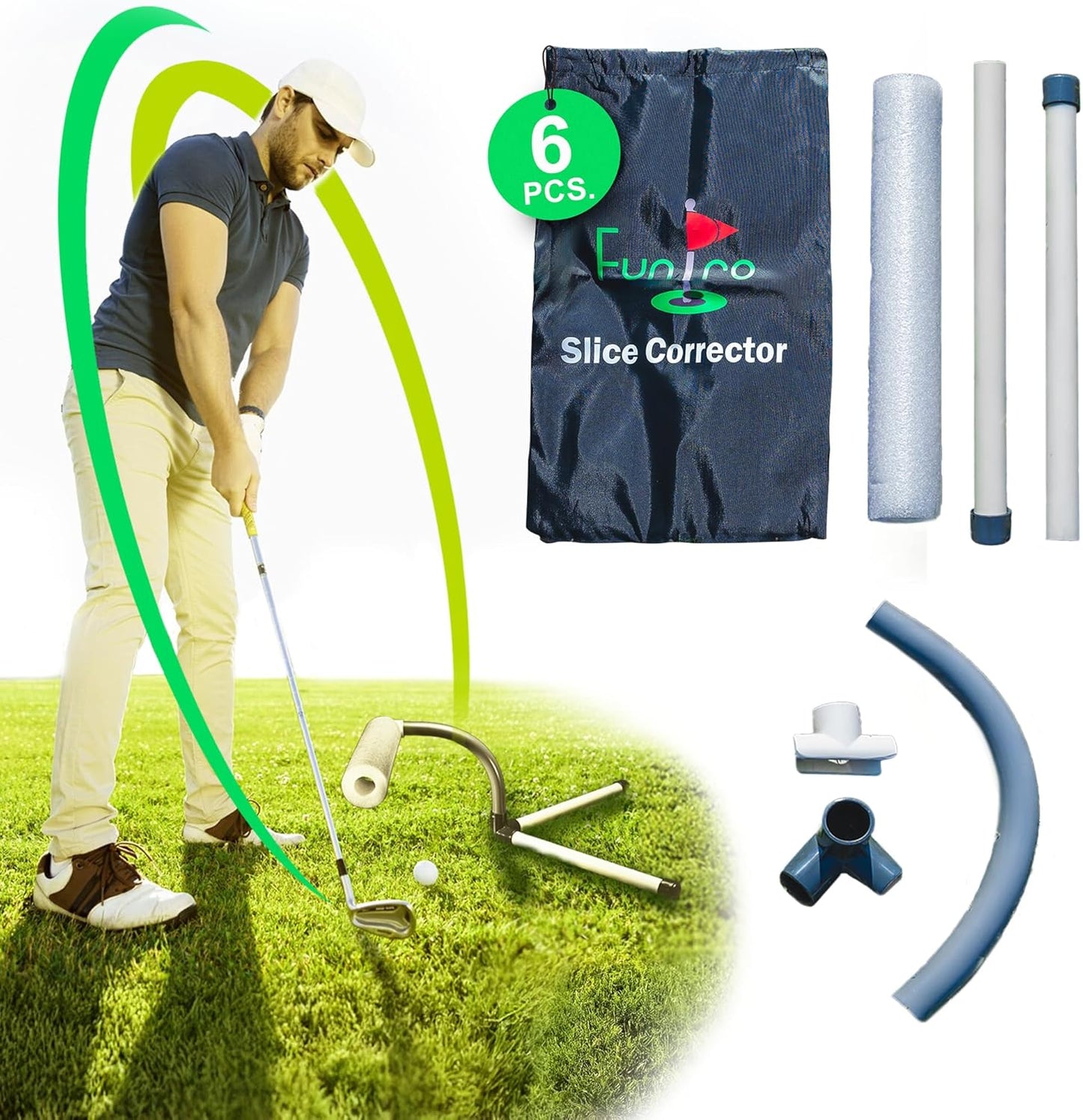 Slice Corrector Golf Swing Trainer - Golf Training Aid for Beginners & Pros - Lightweight and Portable Practice Tool and Accessories - Great for Gifts