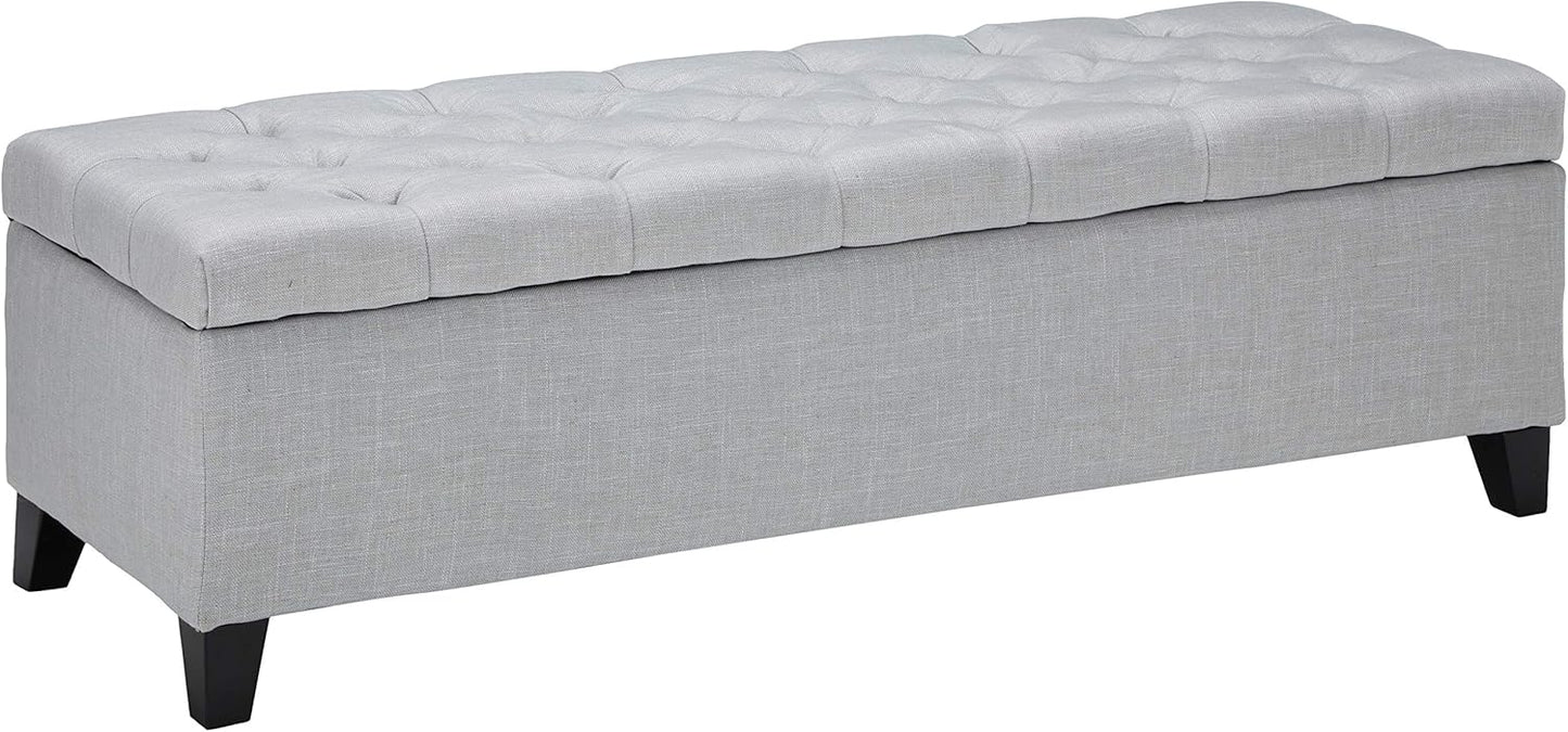 Christopher Knight Home Ottilie Fabric Storage Ottoman, Light Grey 17.50”D x 51.25”W x 17.43”H