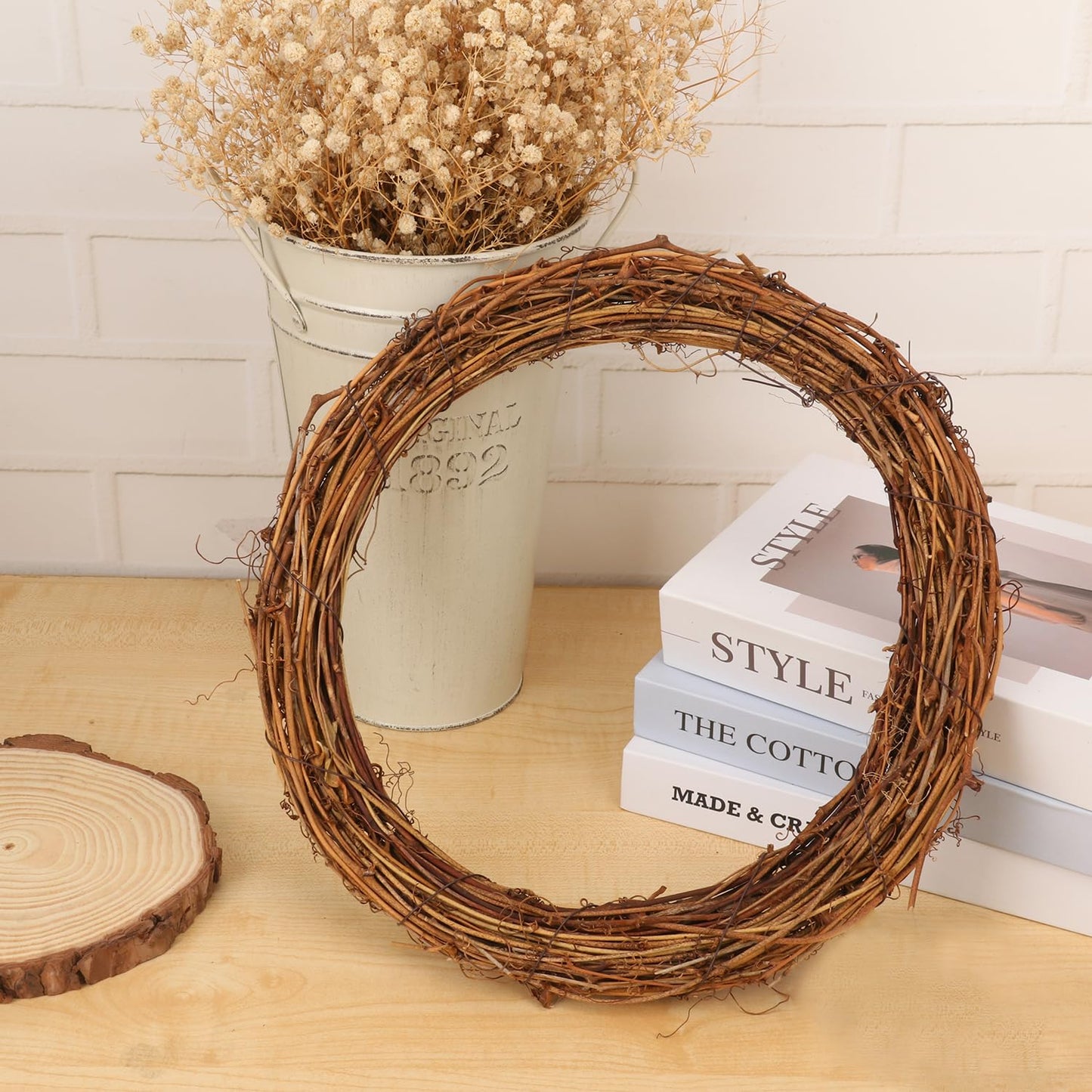 KUKLIPJIM 5 Pcs 12 Inch Natural Grapevine Wreath Set, Hand-Woven Vine Branch Wreaths for DIY Crafts, Christmas Decorations, Home & Event Styling