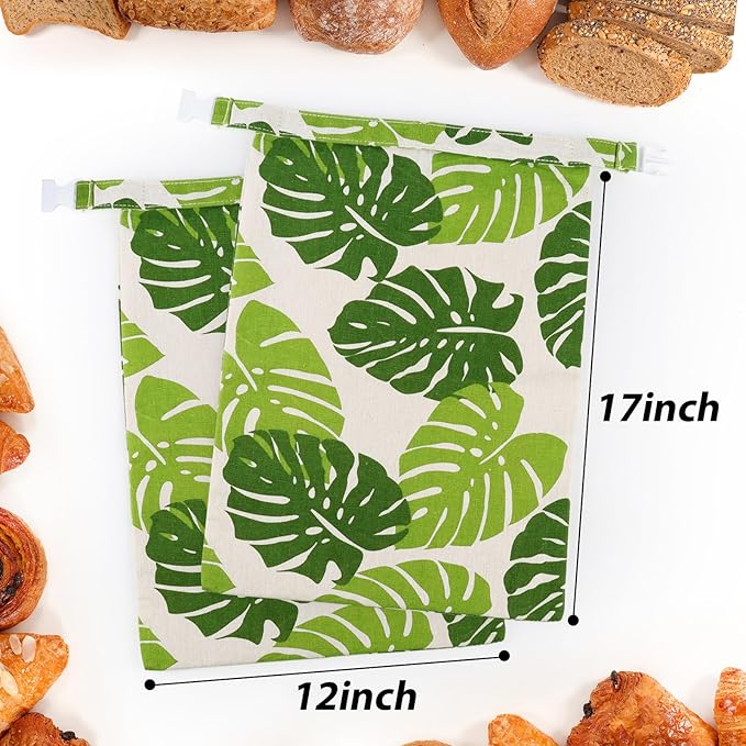 2 Pack Reusable Beeswax Food Wraps Breads Bags for Homemade Bread Loaf, Organic Cotton XL Sourdough Beeswax Bread Bag Supplies Sandwich Wrapper, Sustainable, Fresh Keeping, Food Storage Containers