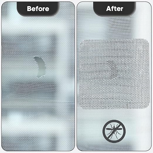 14 Sheets Window Screen Patches Repair Kit, Grey/Black 3 Sizes Window Screen Repair Kit for Mesh Screen Door, Strong Adhesive Fiberglass Quick Screen Repair Tape