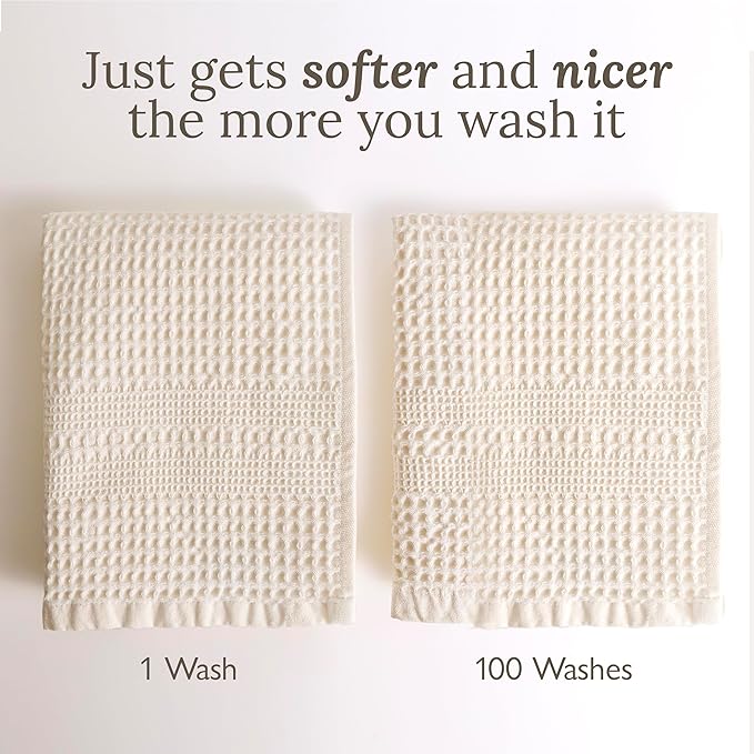 GILDEN TREE Waffle Hand Towels for Bathroom Quick Dry Towel Super Absorbent Thin 100% Cotton Lint Free, Hand Towels for Bathroom Set of 2, Classic Style (White)