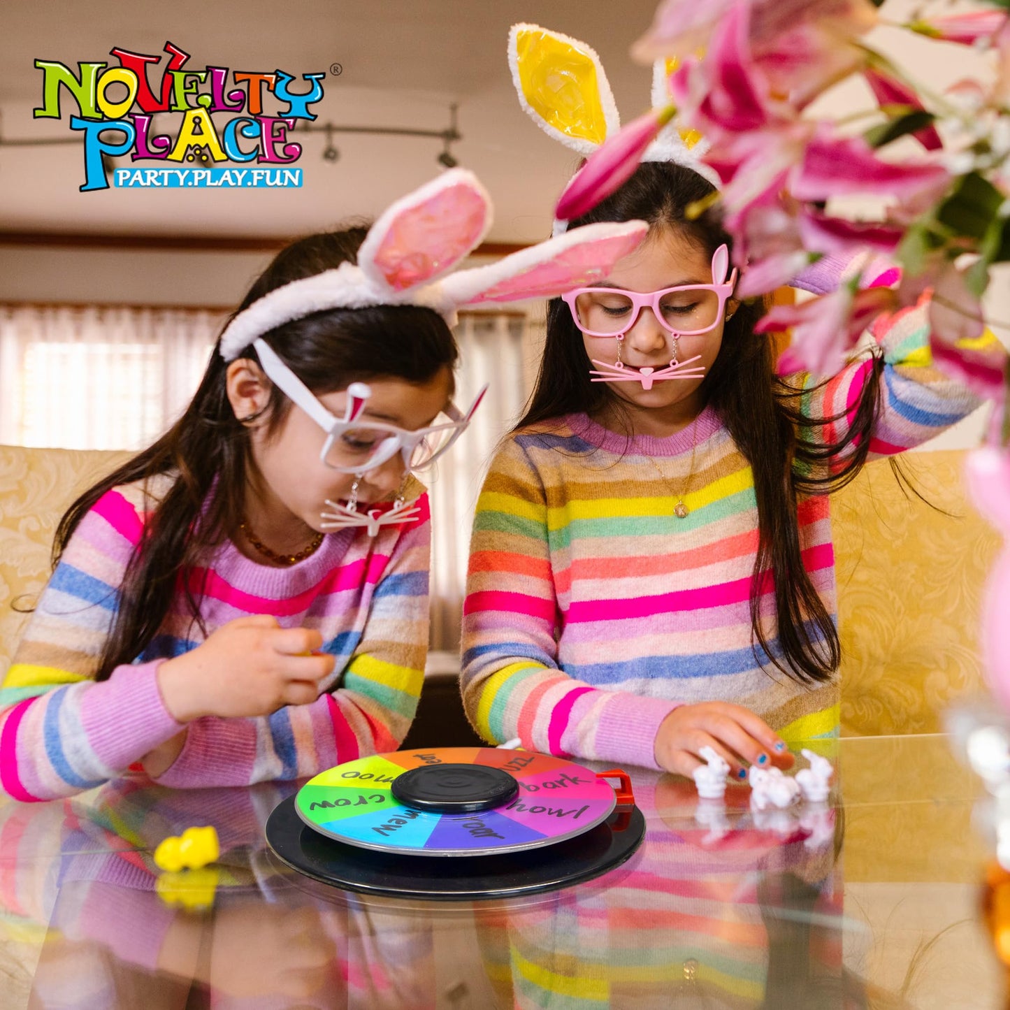 Novelty Place 10 Inch Spinning Prize Wheel - Tabletop Double Sided 8/16 Slot Spinner Card, Dry Erase Marker, Ideal for Family Gatherings, Fortune Games, Carnivals, Trade Show, and Promotional Events