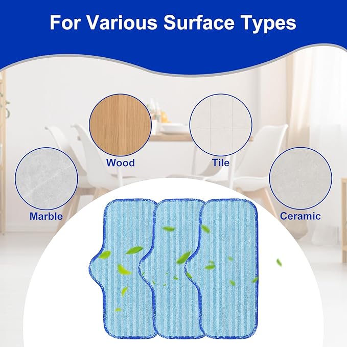 Microfiber Pads for Dupray Neat Steam Cleaner, Durable, Reusable and Machine Washable, Microfiber Replacement Mop Pads for Dupray Steam Cleaner Accessories, 3Pack