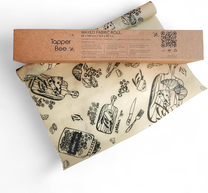 Reusable Beeswax Wrap Roll – Cotton, Plastic-Free Food Storage Alternative – Wrap Made by Women in Chile Grey Nuts
