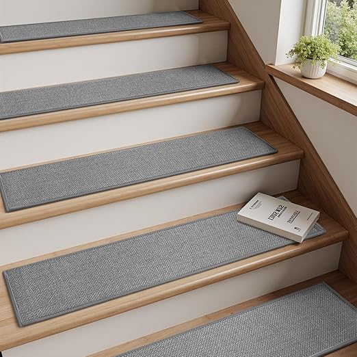 PADOOR Stair-Treads Non Slip 1PC, Stair Treads for Wooden Steps Rubber Backing Indoor, Carpet Stair Treads Residue Free, Stair Runner Durable Stair-Carpet Treads for Kids and Dogs 8"x30" Grey