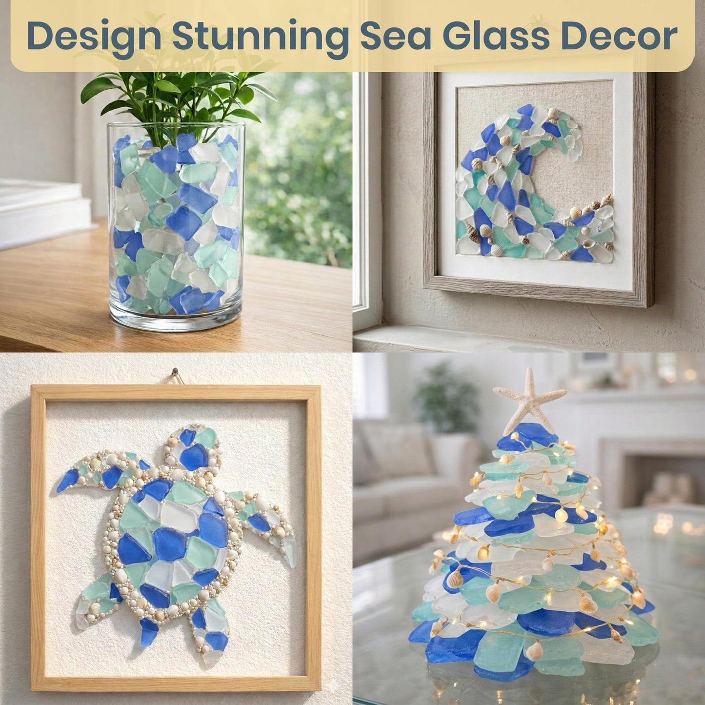Sea Glass for Crafts – 11oz Cobalt Blue, Aqua & White Seaglass, Beach Glass for Crafts, Sea Glass Decor, Broken Glass Pieces for Crafts, Glass Pieces for Crafts, Wedding, Coastal DIY Projects