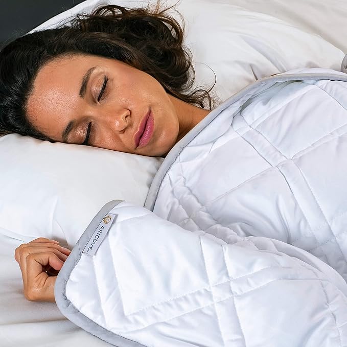 Aricove Cooling Weighted Blanket for Adults, 25lbs, Queen/King Size, 80x87 inches, Silky Soft Bamboo Viscose, Machine Washable, White