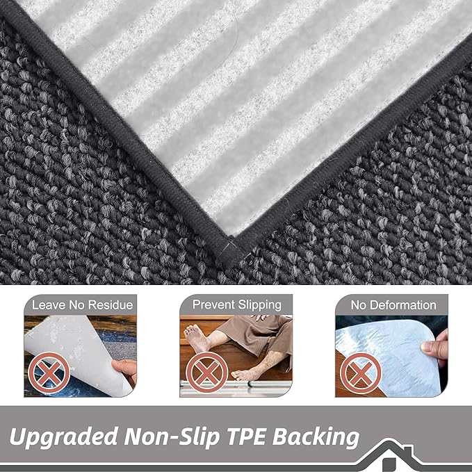 BEQHAUSE Stair Treads for Wooden Steps 28inX9in, Carpet Stair Treads Non Slip Indoor, Machine Washable Stair Runners for Kids Elders and Pets, Carpet for Stair Rugs Mat, TPE Backing, 15pcs, Charcoal