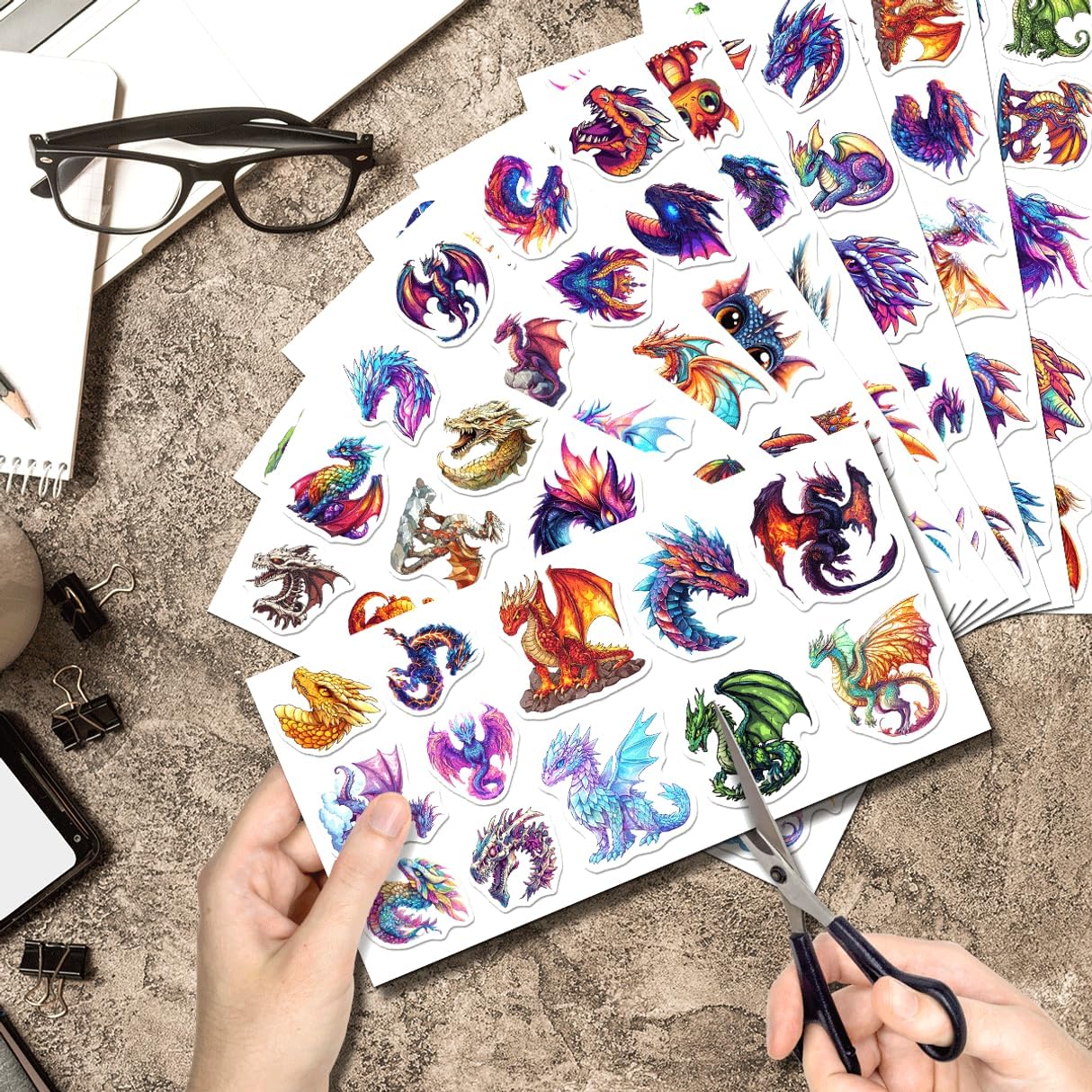 Colorful Fantasy Dragon Stickers Pack 108Pcs Vinyl Waterproof for Kids Teens Dungeons and Dragons Fans Party Supplies Scrapbooking Laptop Water Bottle Decoration Car Motorcycle