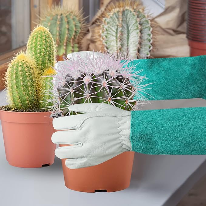 Long Gardening-Gloves Women/Men - Thorn proof Rose Pruning Heavy Duty Gauntlet, Best Garden Gifts for Gardener (Medium, Green)