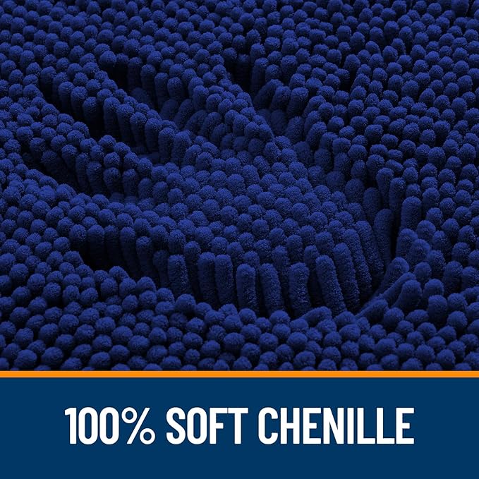 OLANLY Bathroom Rugs 50x30, Extra Soft Absorbent Chenille Bath Rugs, Rubber Backing Quick Dry, Machine Washable Bath Mats for Bathroom Floor, Tub and Shower, Home Decor Accessories, Navy