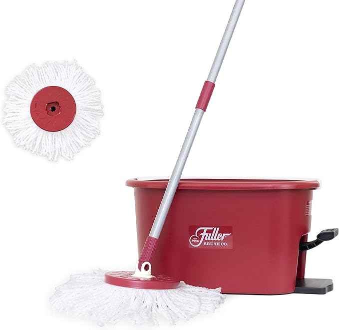 Ruby Red Spin Mop with 1 Extra Mop Head
