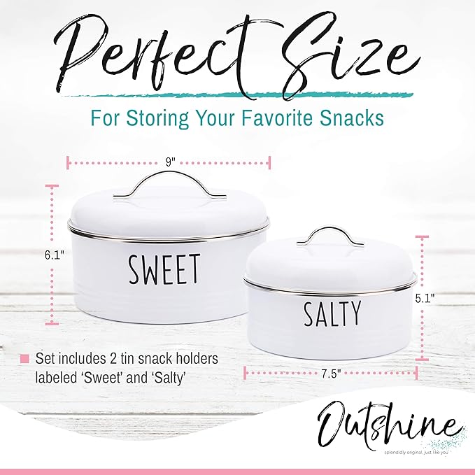 OUTSHINE Cookie Jar with Airtight Lids | Farmhouse Cookie Jar Antique Set of 2, Cookie Time Cookie Jar From Friends | Cookie Jars for Kitchen Counter | Decorative Vintage Snack Storage