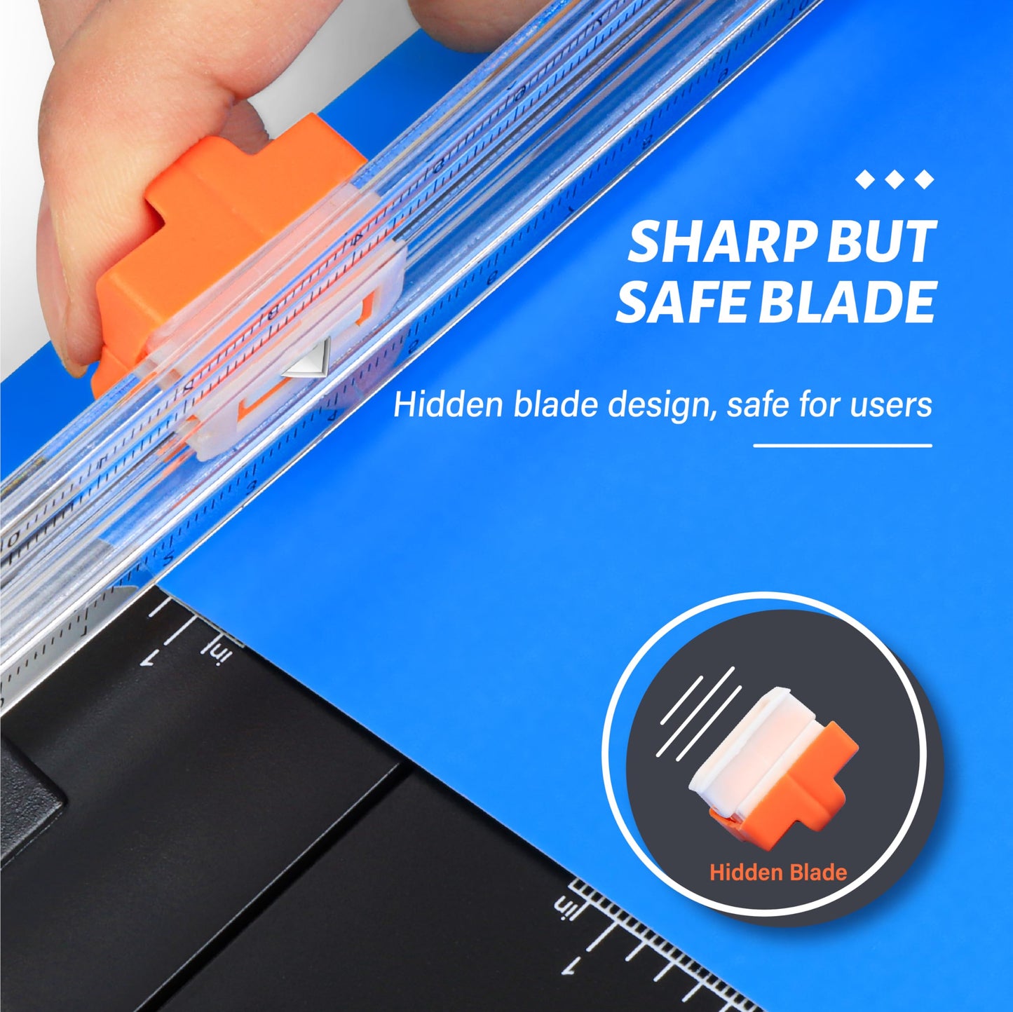 Evteck Paper Cutter 12 Inch Paper Trimmer Slider Crafting Scrapbooking Supplies for A4 Vinyl Photo Cardstock with Security Blade and Foldable Ruler