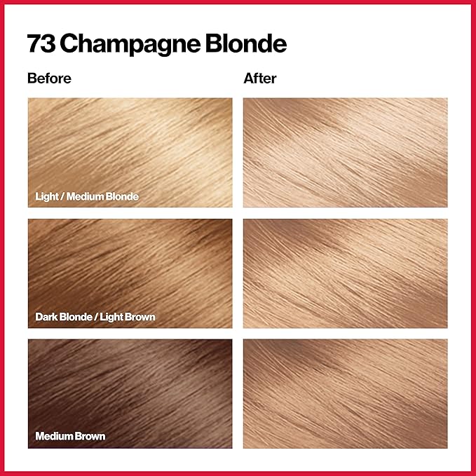 Revlon ColorSilk Permanent Hair Color, 100% Gray Coverage Dye Kit, Ammonia-Free, Keratin and Amino Acids, Blonde Shades, 73 Champagne Blonde (Pack of 3)