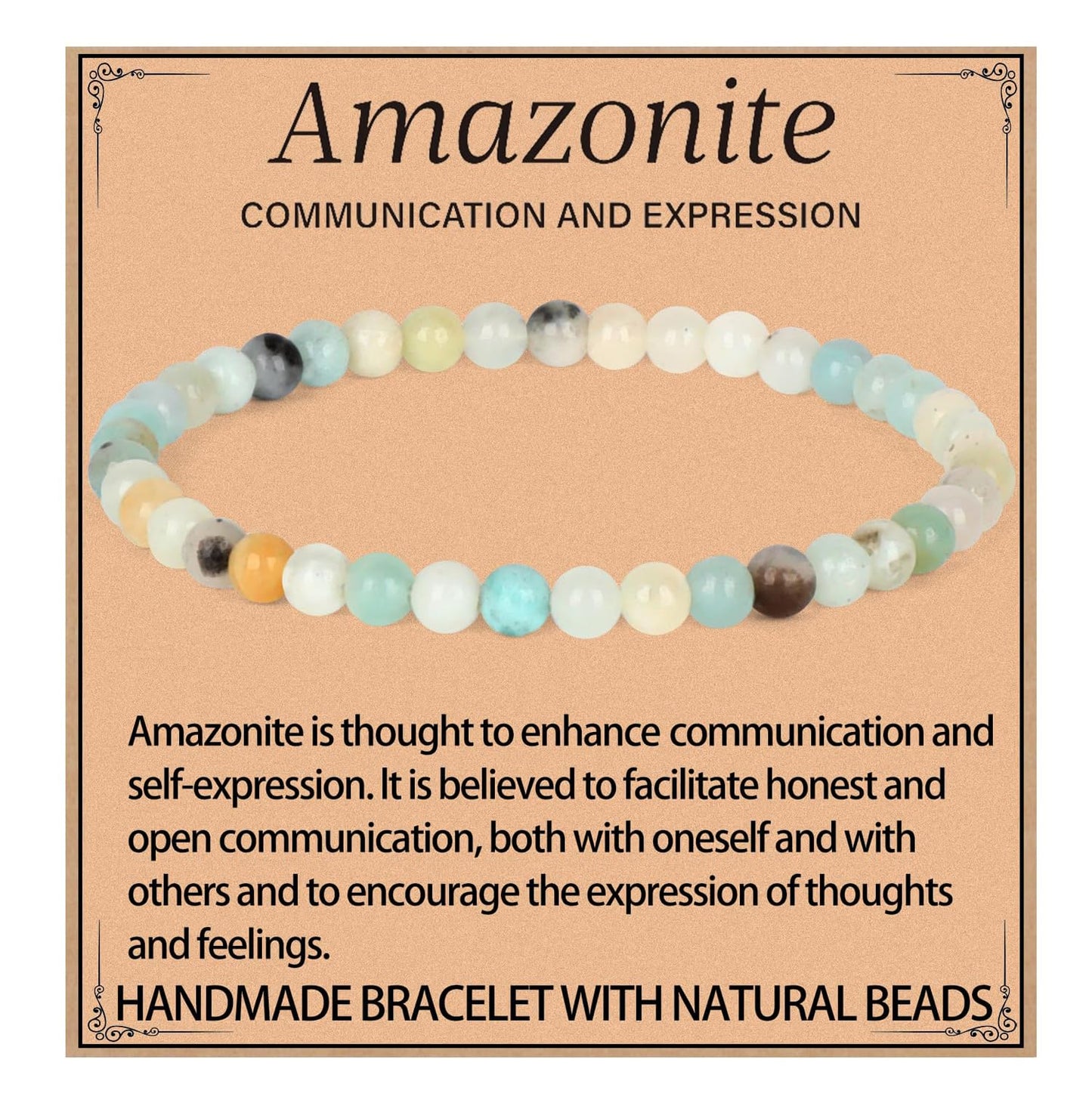 LPBeads Handmade Natural Gemstone Stretch Elastic 4mm Mulitcolor Amazonite Bracelet Healing Crystal Round Stone Beads Jewelry Gifts for Women Men