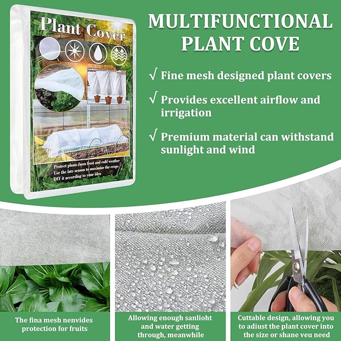 Plant Covers Freeze Protection 6.6 ft x 16 ft Floating Row Cover 1oz/yd² Garden Fabric Plant Cover for Winter Frost/Sun Pest Protection