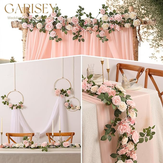 5FT Artificial Rose Flower Burgundy Fake Floral Garland for Wedding Ceremony Backdrop Arch Flowers Table Centerpieces Decorations