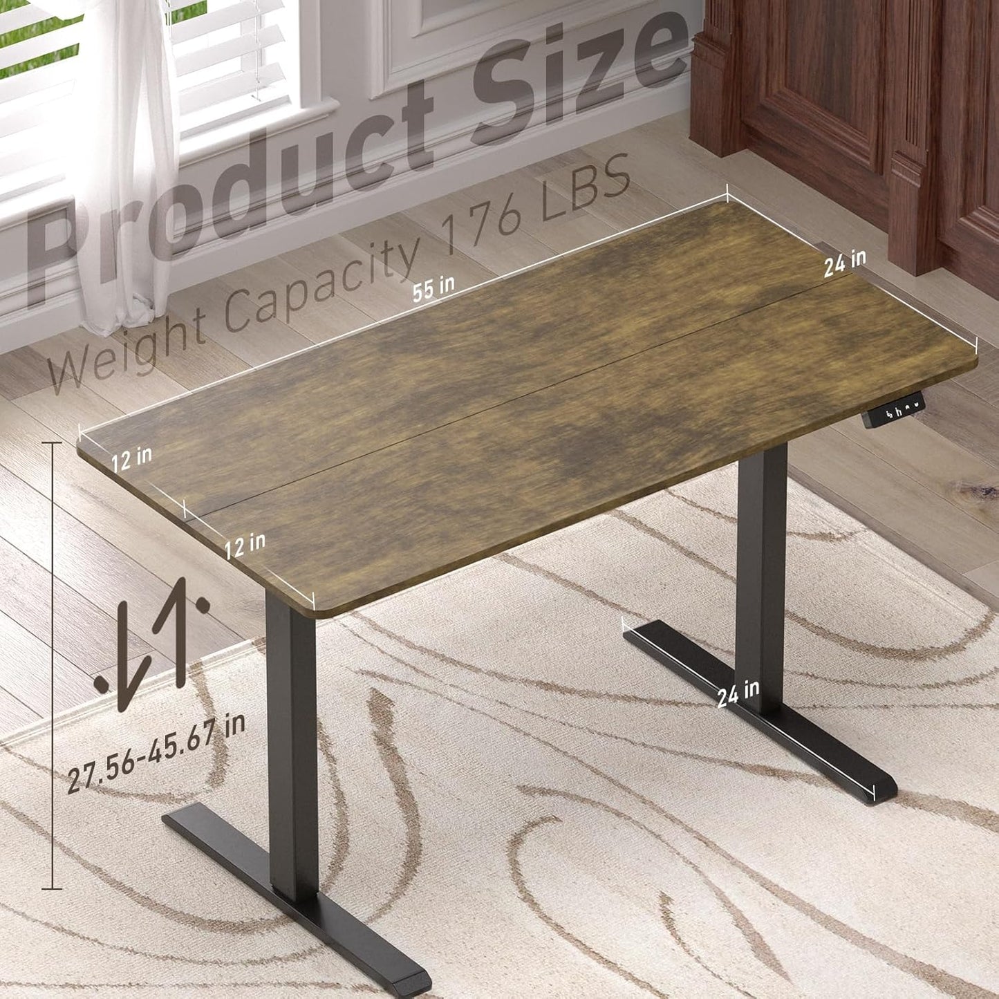 Ywin Electric Height Adjustable Standing Desk, 55 x 24 inches, Ergonomic Stand Up Desk for Home Office