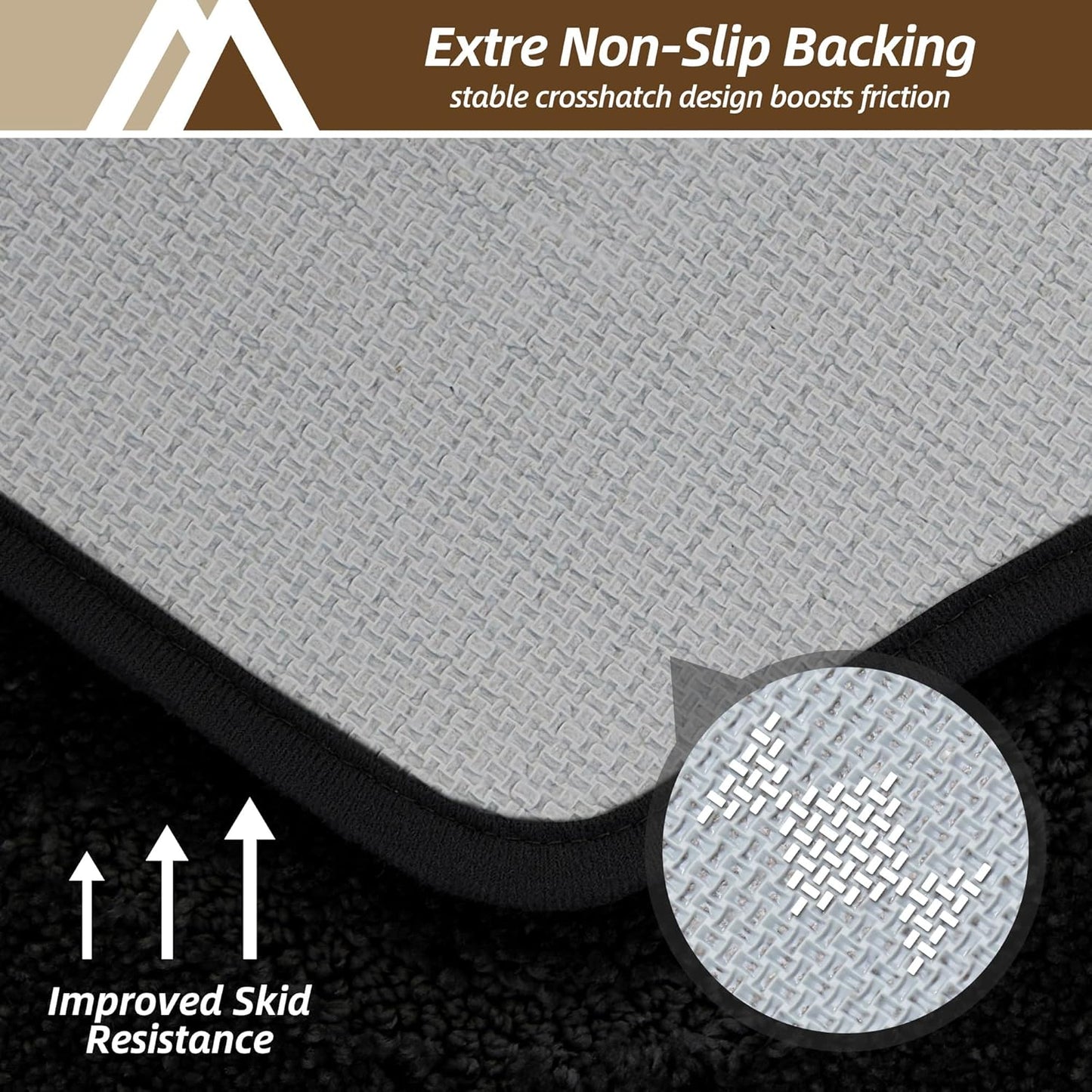 COSY HOMEER Bathroom Mat Rugs 20”x32” Non-Slip Absorbent Bath Mat Plush Shaggy Machine Washable Bath Rugs Soft Polyester Bath Mats for Bathroom Floor,Tub and Shower,Black