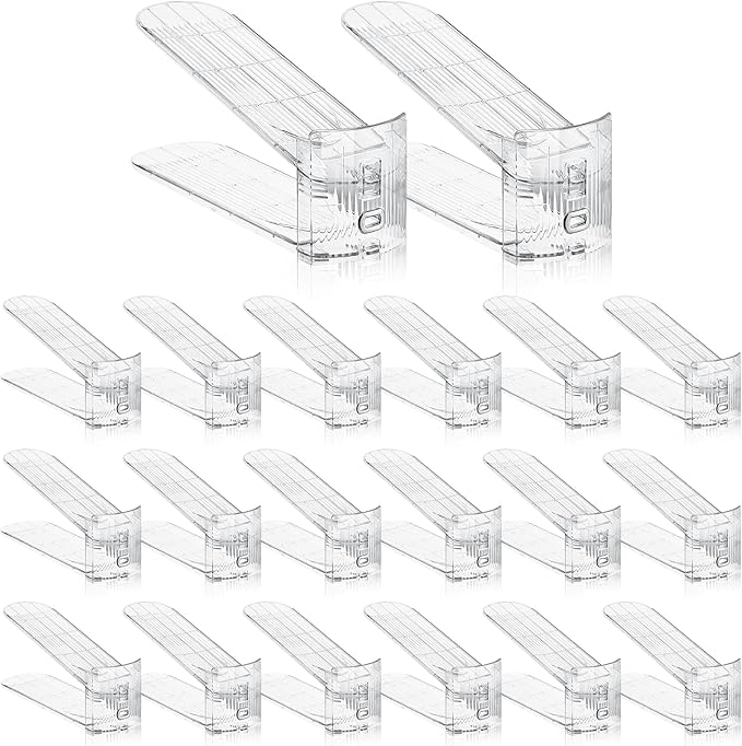 Clear Shoe Slot Organizer, 30 Pack Adjustable Shoe Slots Organizer for Closet Clear Shoe Stackers Shoes Rack Holder Shoe Space Savers for A Pair of Shoes(Transparent)