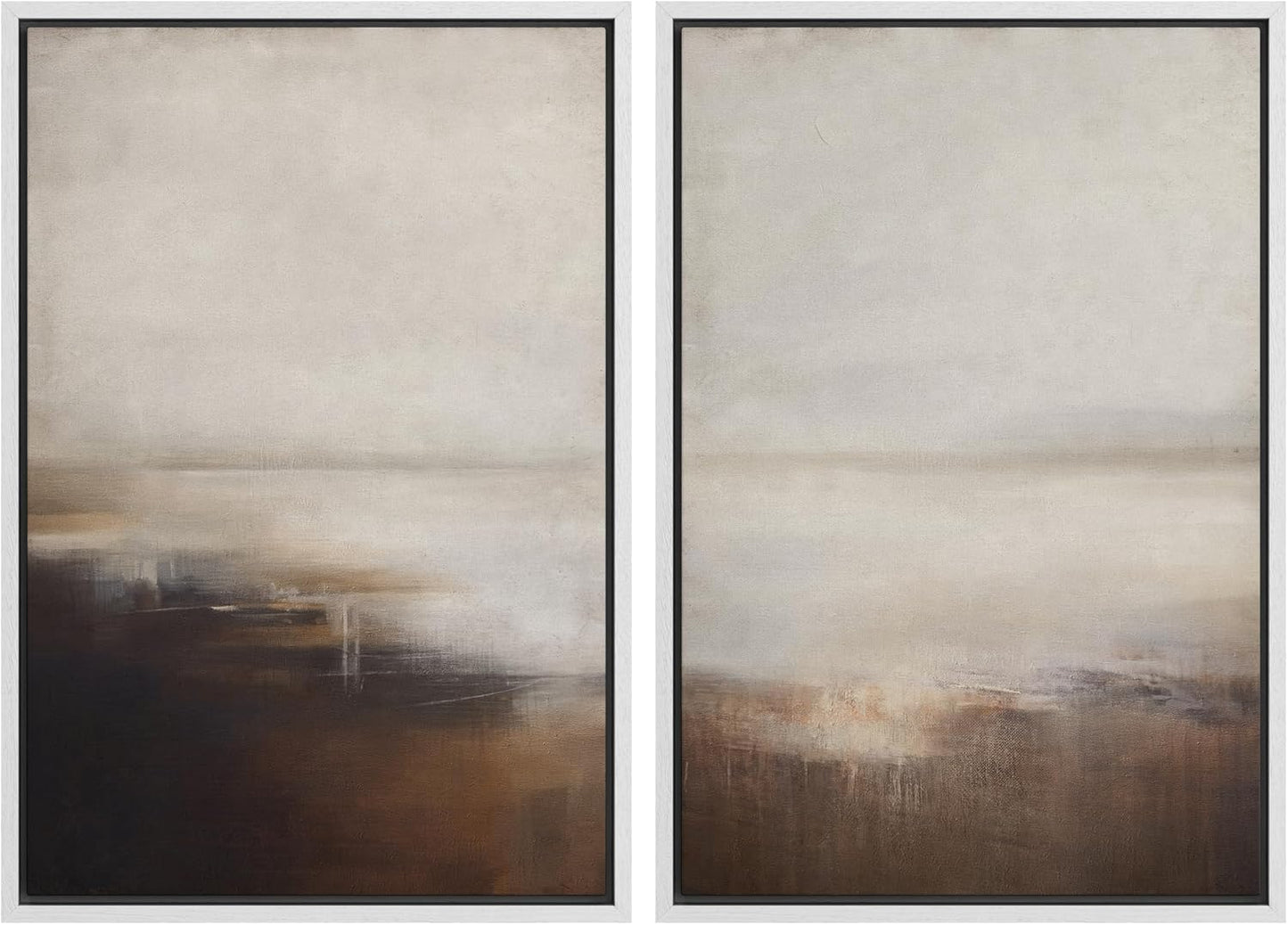 SIGNWIN Framed Canvas Print Wall Art Neutral Landscape Subtle Brown and Gray Tones Illustrations Modern Art Decorative Contemporary for Living Room, Bedroom, Office - 24"x36"x2 White