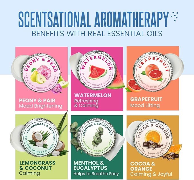 Cleverfy Shower Steamers Aromatherapy – Stocking Stuffers for Teen Girls, Women and Wife – Christmas Gifts for Teens and Women – White Elephant Gifts for Adults – 6 Tablets