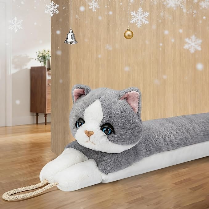 MAGZO Under Door Draft Stopper 36 Inch, Weighted Animal Noise Blocker for Door, Cat Draft Guard with Hook Loops