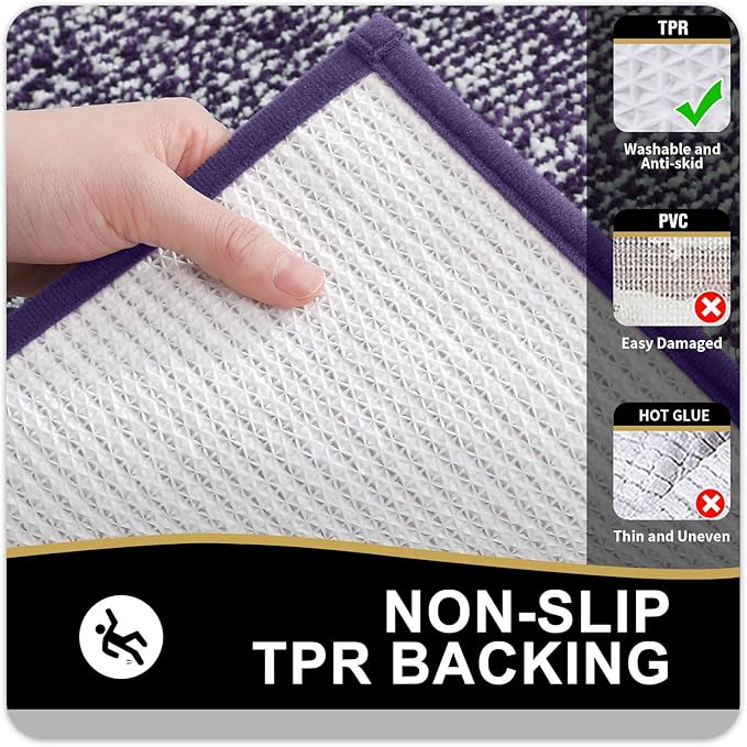 OLANLY Bathroom Rugs 30x20, Extra Soft and Absorbent Microfiber Bath Mat, Non-Slip, Machine Washable, Quick Dry Shaggy Bath Carpet, Suitable for Bathroom Floor, Tub, Shower (Medium, Purple)