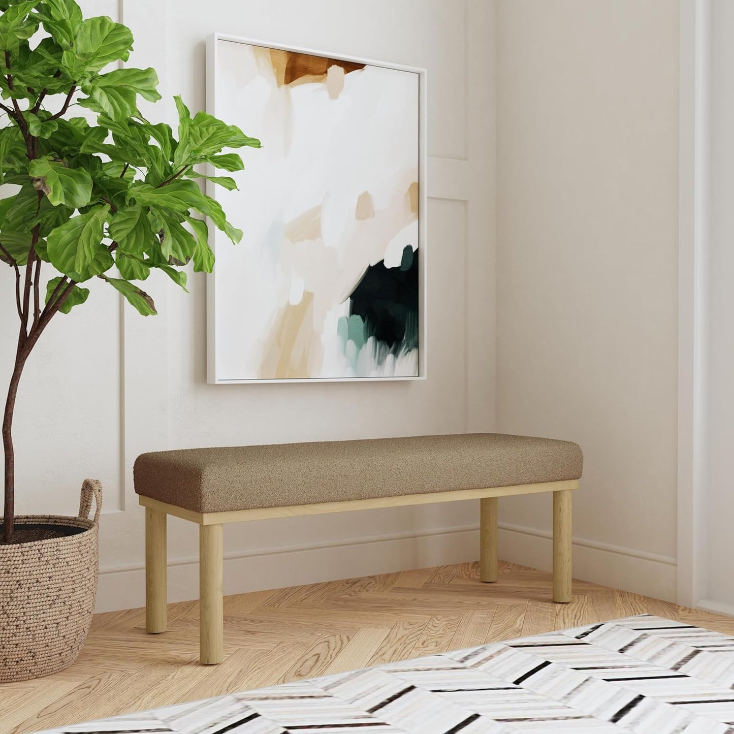 HomePop Oslo Decorative Bench - Brown Boucle
