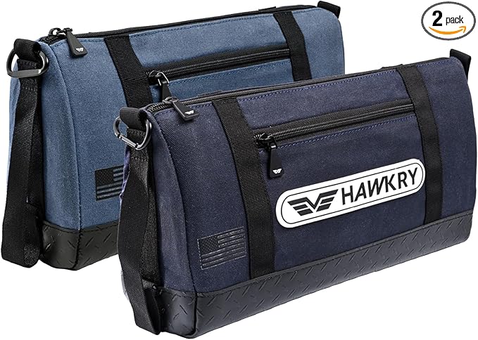 HAWKRY Heavy Duty Canvas Tool Bag Set of 2 – Waterproof Canvas Zipper Pouch, Garden Tool Bag, Construction Bags Heavy Duty, Small Zipper Pouch, Motorcycle Tool, Multipurpose Fishing Bag