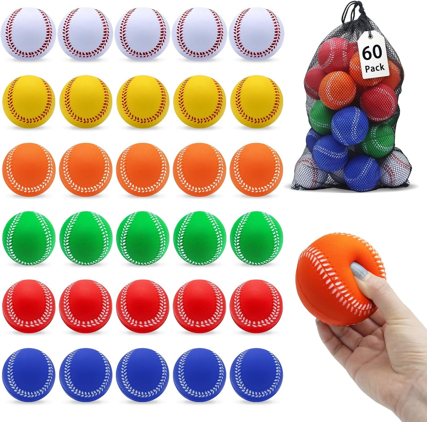 Magicorange Baseball,Foam Baseballs Training Baseballs Unmarked Practice Baseball for Hitting, Soft Toss, Batting, Fielding, Pitching