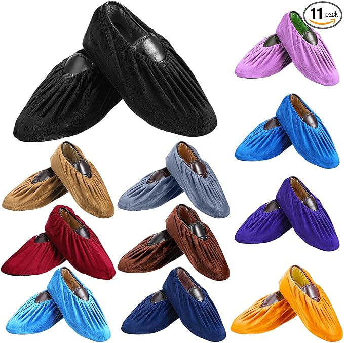 11 Pairs Reusable Non-Slip Shoe Covers, Washable Thickened Boot Shoe Covers Soft Shoes Protectors for Indoor Use Household Office Home Laboratory (Multicolor)