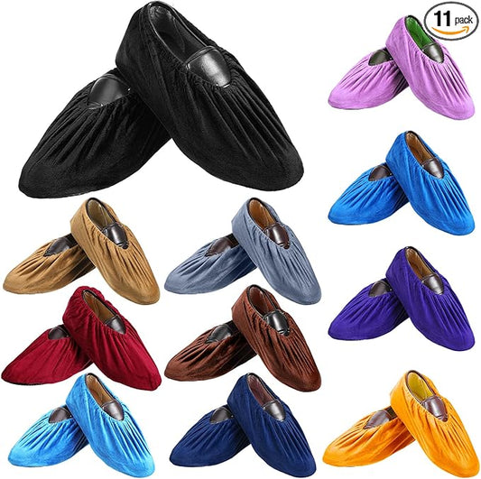 11 Pairs Reusable Non-Slip Shoe Covers, Washable Thickened Boot Shoe Covers Soft Shoes Protectors for Indoor Use Household Office Home Laboratory (Multicolor)