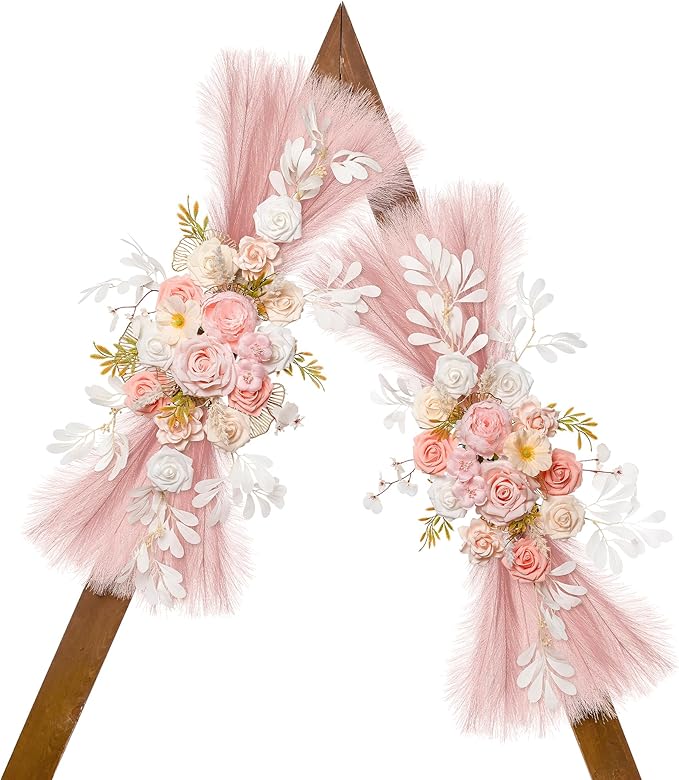 Wedding Arch Flowers, Artificial Flowers for Decoration, Large Flower Swag for Boho Styles Wedding Ceremony Floral Decor - Pack of 2