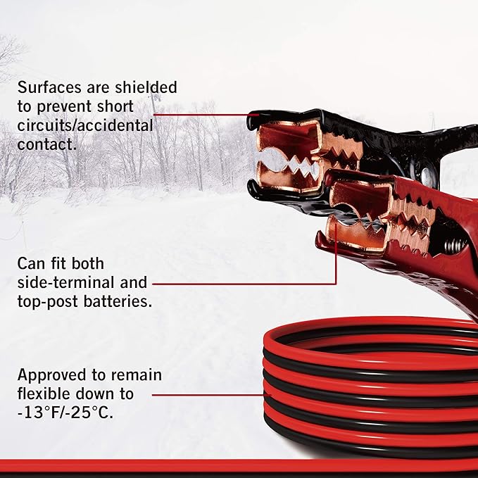 CARTMAN 4 Gauge 16 Feet Jumper Cables 300AMP Heavy Duty Booster Cable in Carry Bag