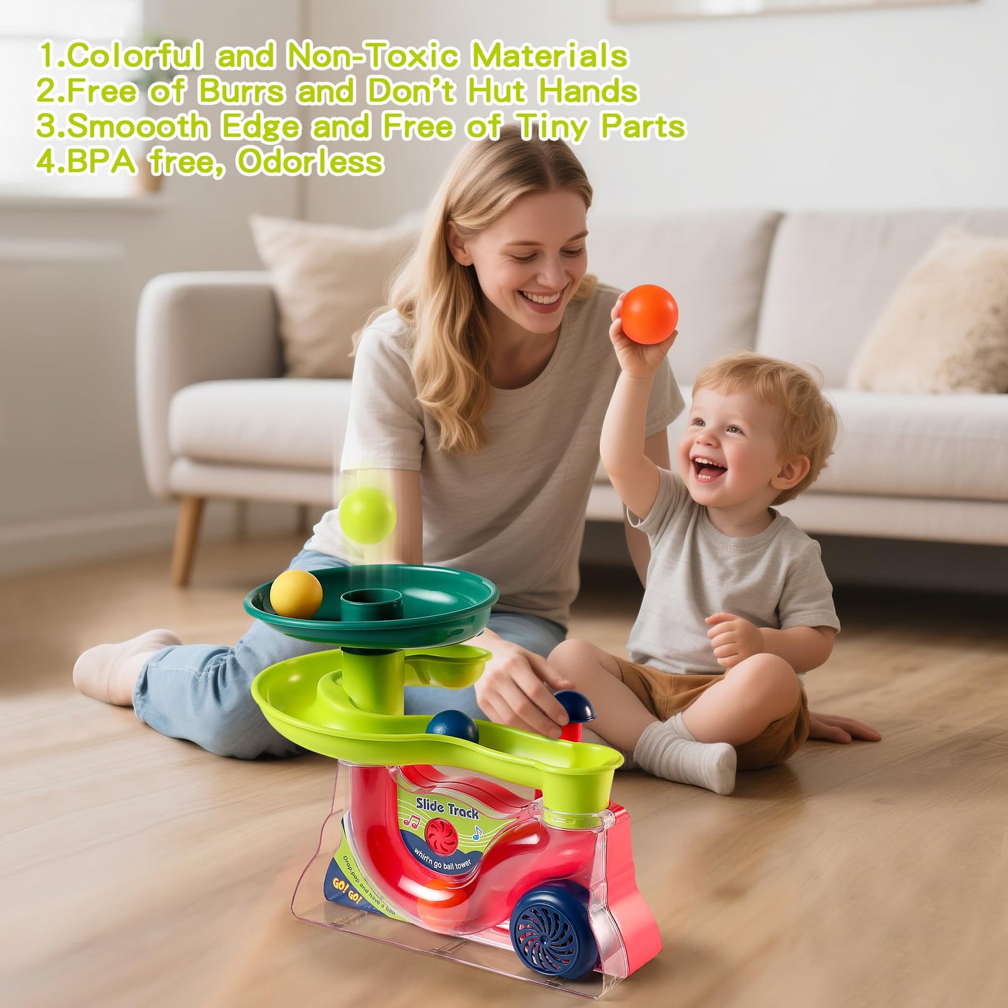 Didklom Busy Ball Popper Toy for Babies 9+ Months - 5 Balls with Popping Action & Fun Music, Cause and Effect Ball Drop Toy, Perfect Baby Shower Birthday Gift, Indoor Travel Play