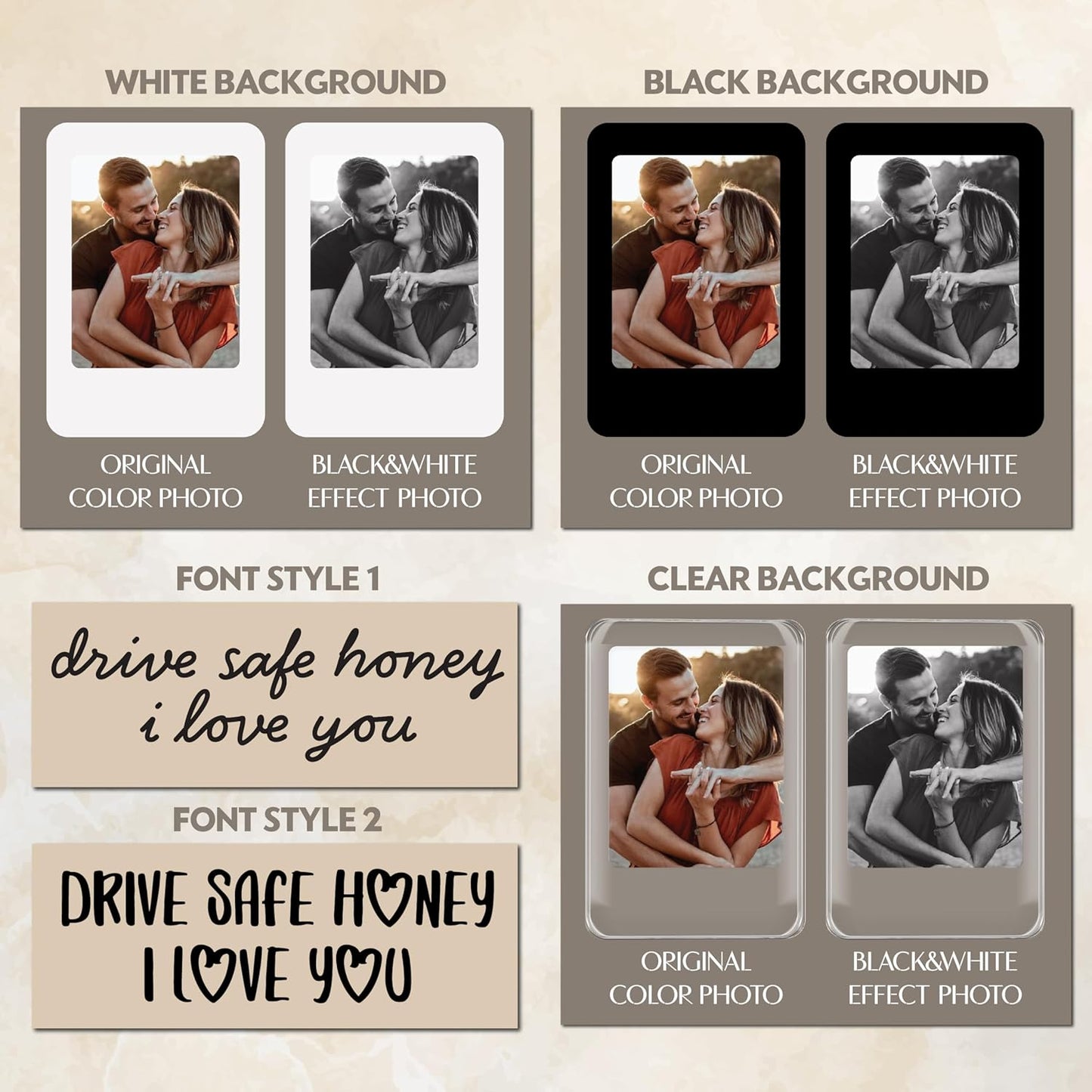 Personalized Car Visor Photo Clip – Custom Acrylic Picture Holder with Text, Gift for Dad, Mom, Husband, Wife, or Girlfriend – Drive Safe Car Accessory for Birthday & Christmas