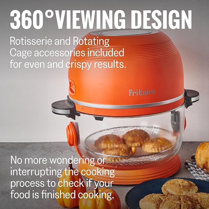 Non Toxic Air Fryer™ - Glass AirFryer 5 Quart w/ 360 Visibility, Self-Cleaning, 400F Vortex Air Fryer for Even Cooking, BPA-Free Teflon Free, 9-in-1 Functions, Rotisserie, Roast, Bake, Black