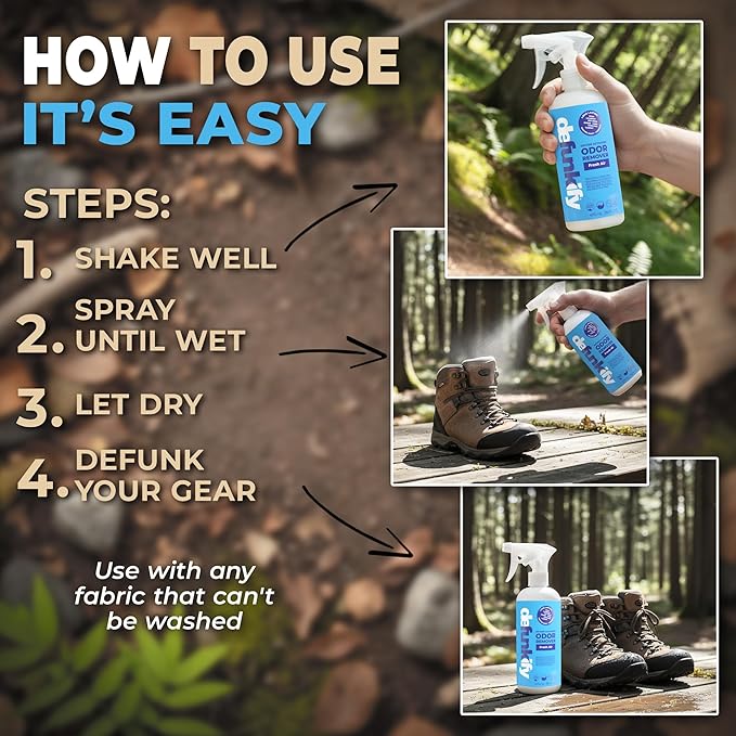Odor Remover Spray, 32oz. Clean, Crisp 'Fresh Air' Essential Oil Shoe Deodorizer, Odor Eliminator for Strong Odors on Activewear. ProvenSafe™ Fabric Freshener Spray, Deodorizer for Sensitive Gear