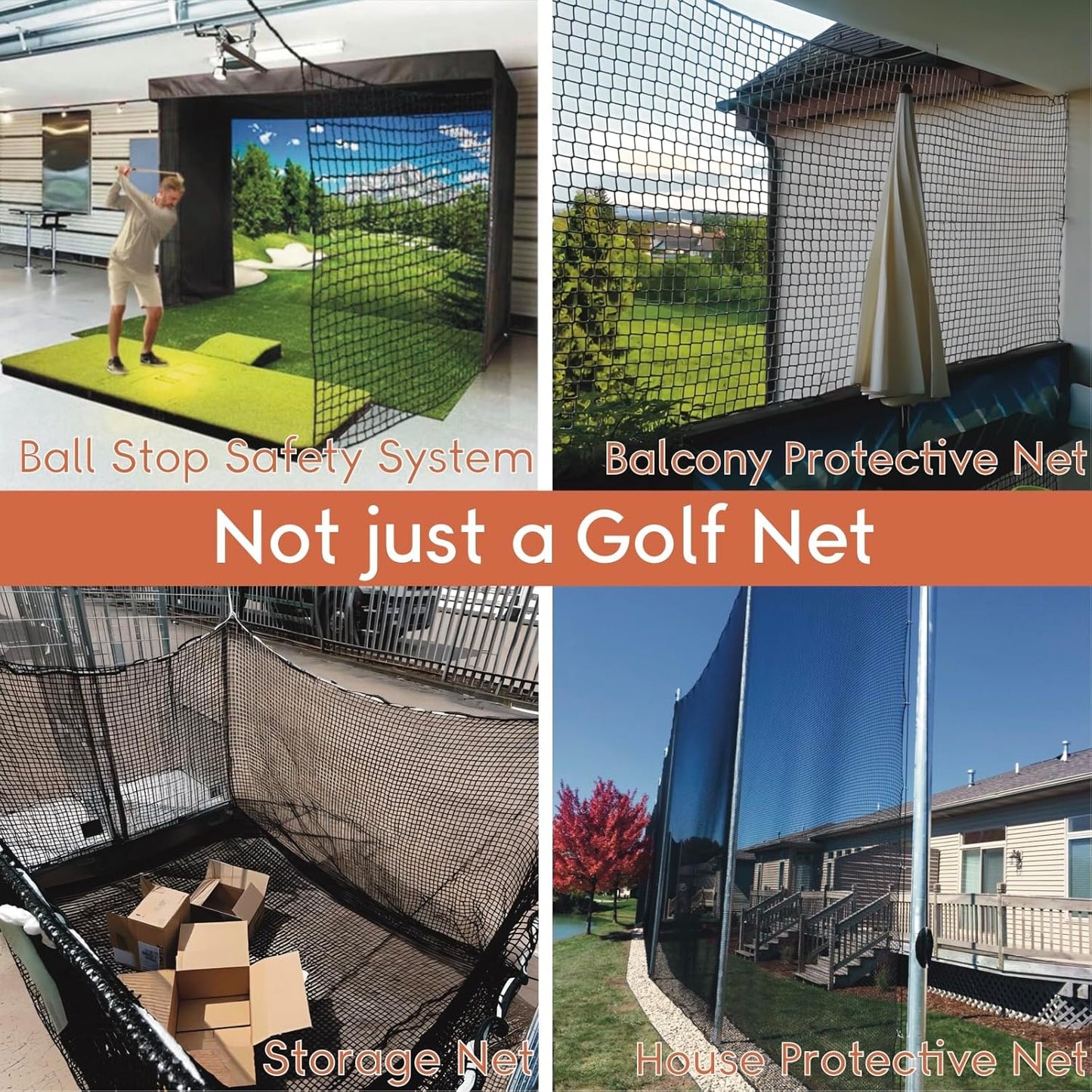 Golf Practice Net,Heavy Duty Nylon Golf Hitting Net,Golf Net Outdoor Indoor with Wire Hanging Kit,Golf Nets for Backyard Driving，Golf,Baseball, Hockey, Soccer（10/15/20/25/30ft