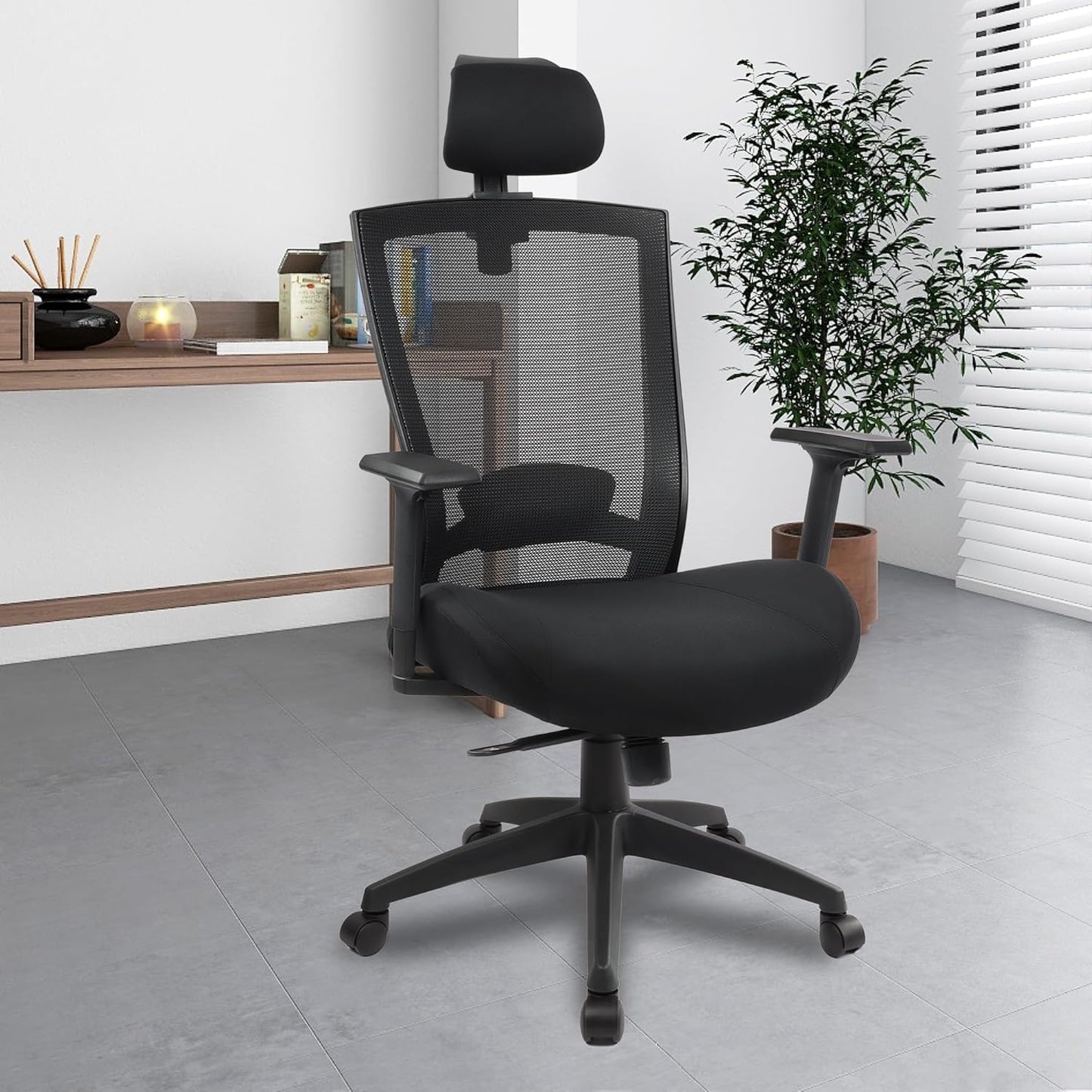 Ergonomic Office Chair for Big and Tall People, 400lb Computer Desk Chair with Adjustable 2D Headrest, Lumbar Support & Armrests, 5 Inch Thick Foam Cushion Seat, Mesh Rolling Chair for Work & Gaming