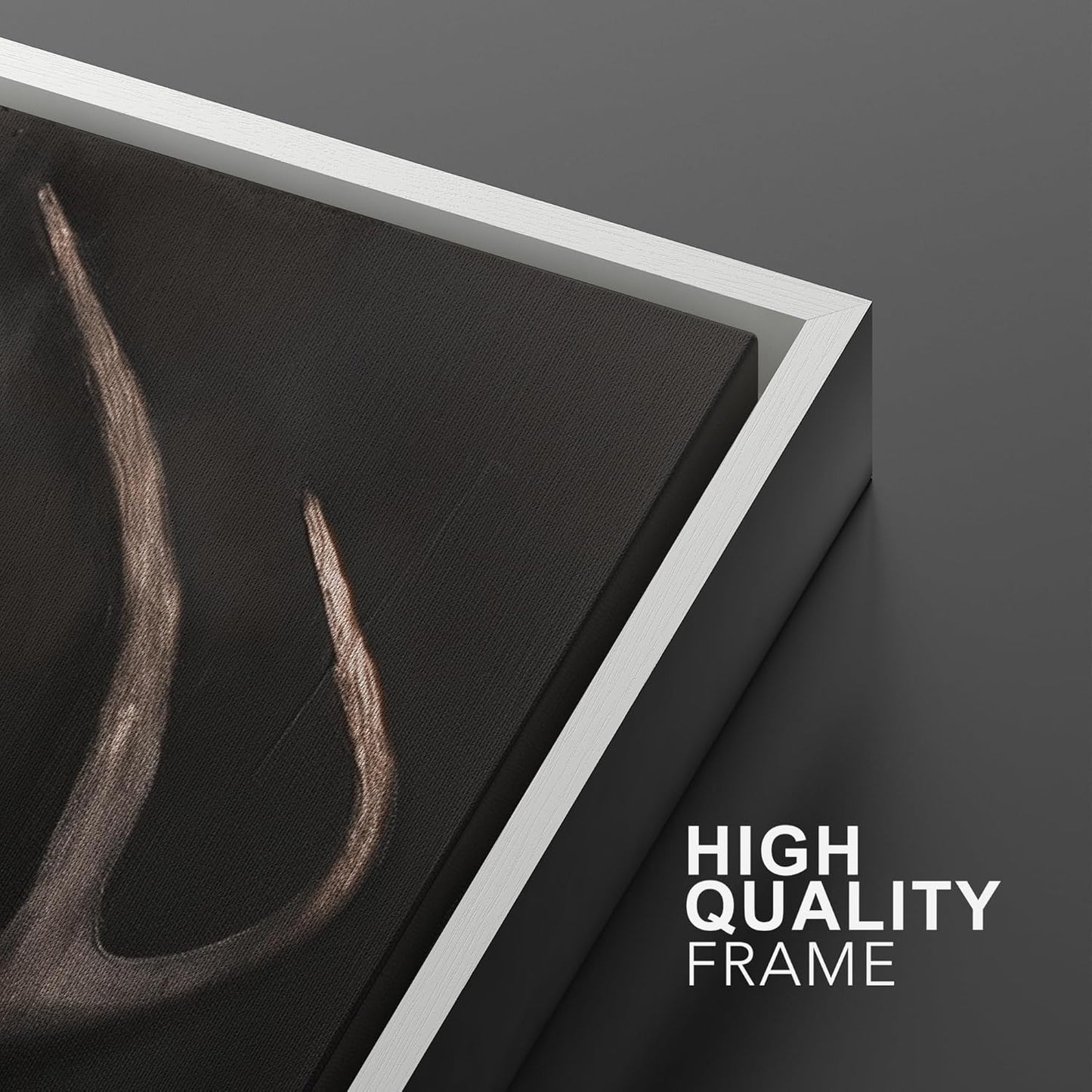 SIGNWIN Framed Canvas Print Wall Art Rustic Antler Skull Dark Dramatic Black Vintage-Inspired Deer and Elk Antlers Illustrations Decorative for Living Room, Bedroom, Office - 16"x24"x2 White