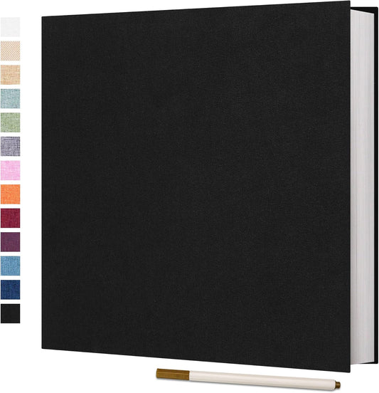 Vienrose Photo Album Self Adhesive 4x6 5x7 3x5 8 x10 Scrapbook Album DIY Scrap Book with A Metallic Pen (11"x10.6" 60 Pages, Black)