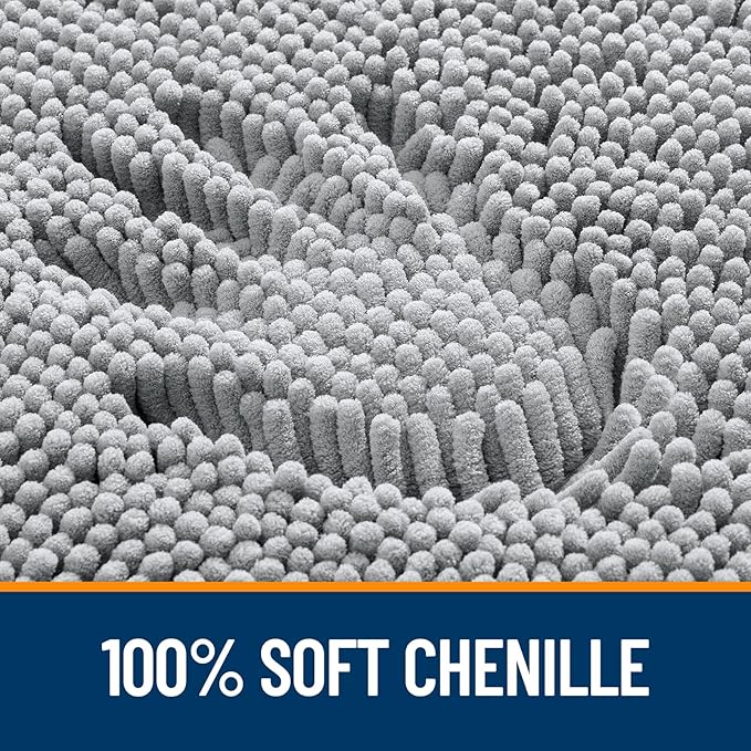 OLANLY Toilet Rugs U-Shaped 20x20, Extra Soft Absorbent Chenille Contour Bathroom Rugs for Toilet, Dry Quickly, Machine Washable, Non-Slip Bath Mat, Light Grey
