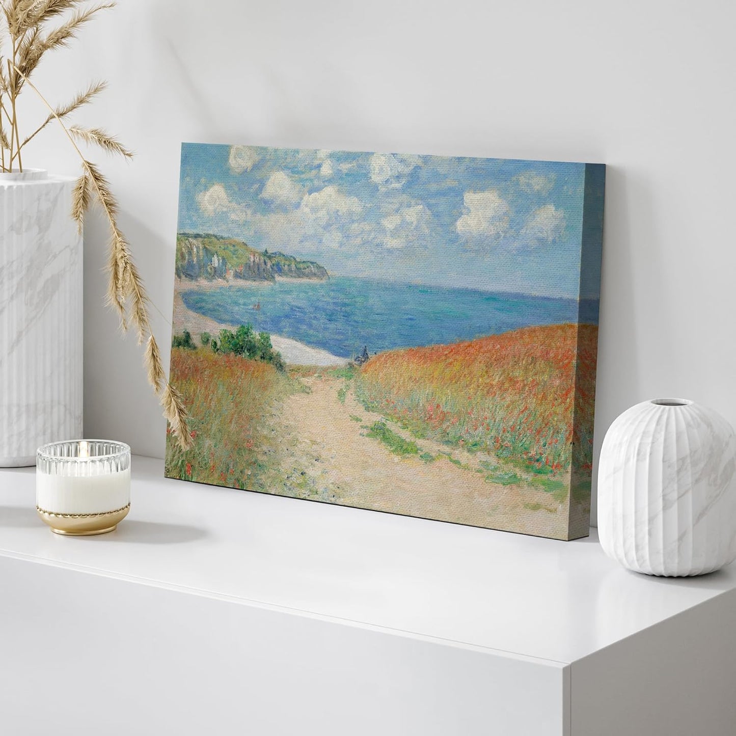 wall26 Path Through The Corn at Pourville by Claude Monet Giclee Canvas Prints Wrapped Gallery Wall Art | Stretched and Framed Ready to Hang - 16" x 24"