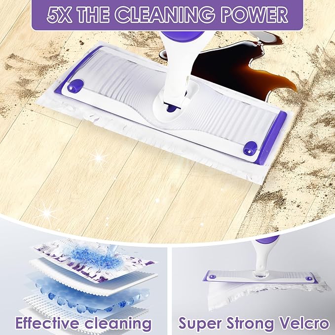 30-Pack Disposable Power Mop Pads Refills Compatible with Swiffer Power Mop Refills, Thickened Replacement for Swiffer Wet Pads Refill, Wet and Dry Use, Non-Washable&Non-Chemical&Unscented